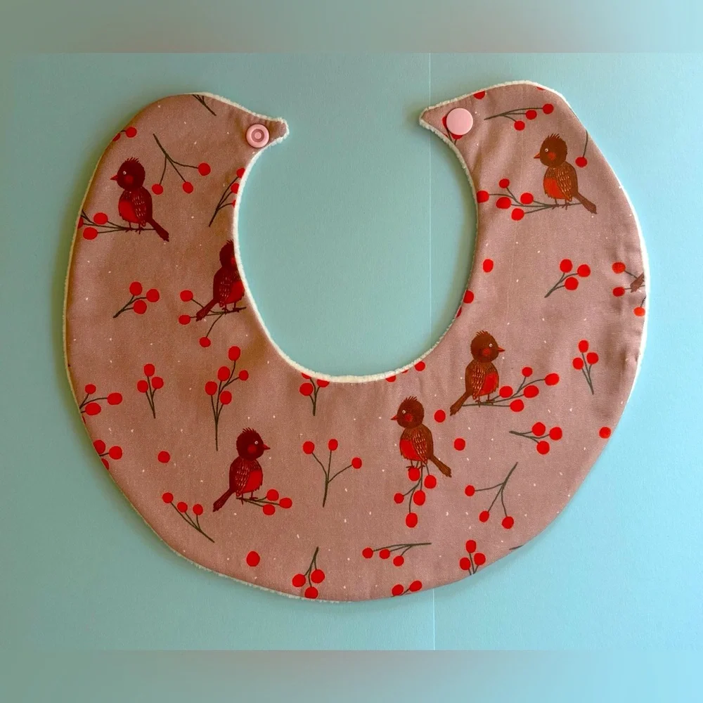 Baby Bib - Birds & Berries - Handmade